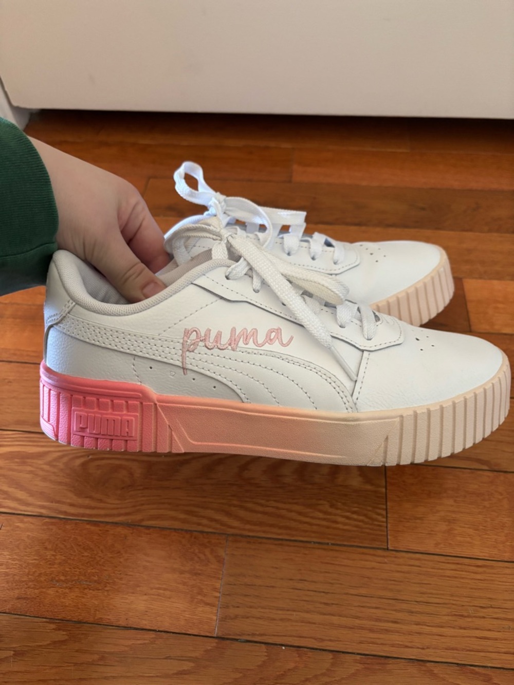 Pink and White Puma Sneakers - Picture 3 of 10